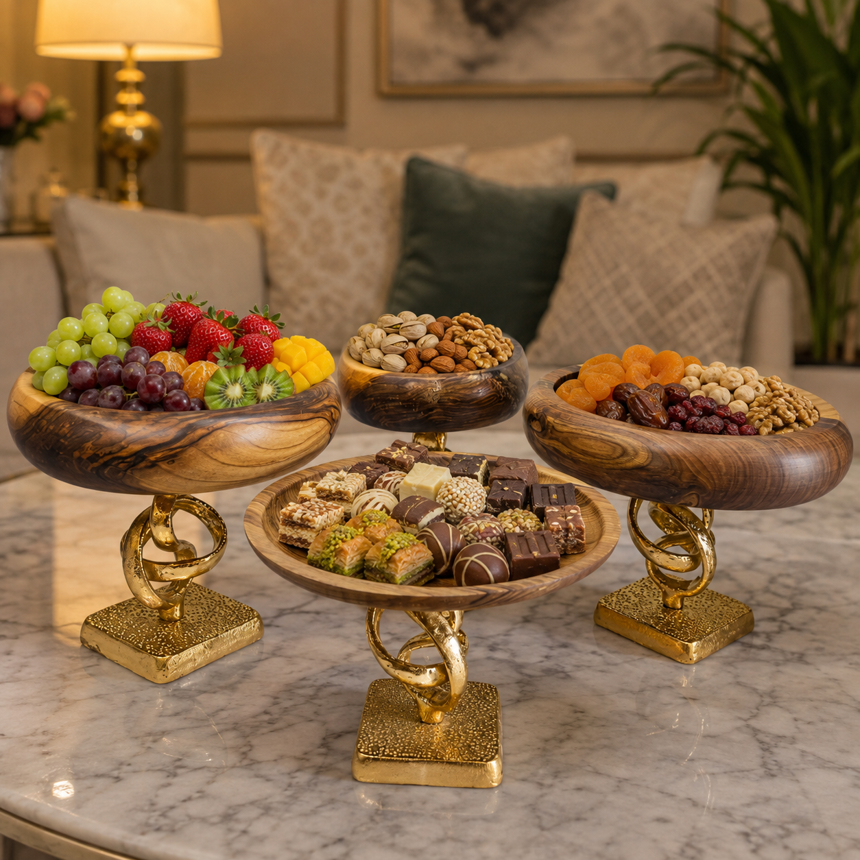 سرویس پذیرایی چوبی  پایه زنجیری (پیچ )